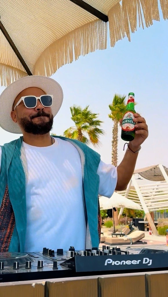 Holsten malt drink bottle with ice